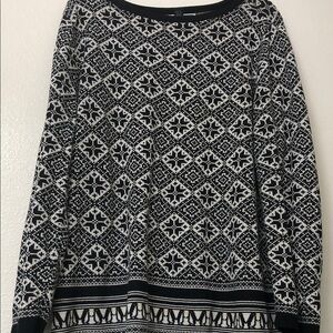 Karen Scott Black and White Patterned Sweater